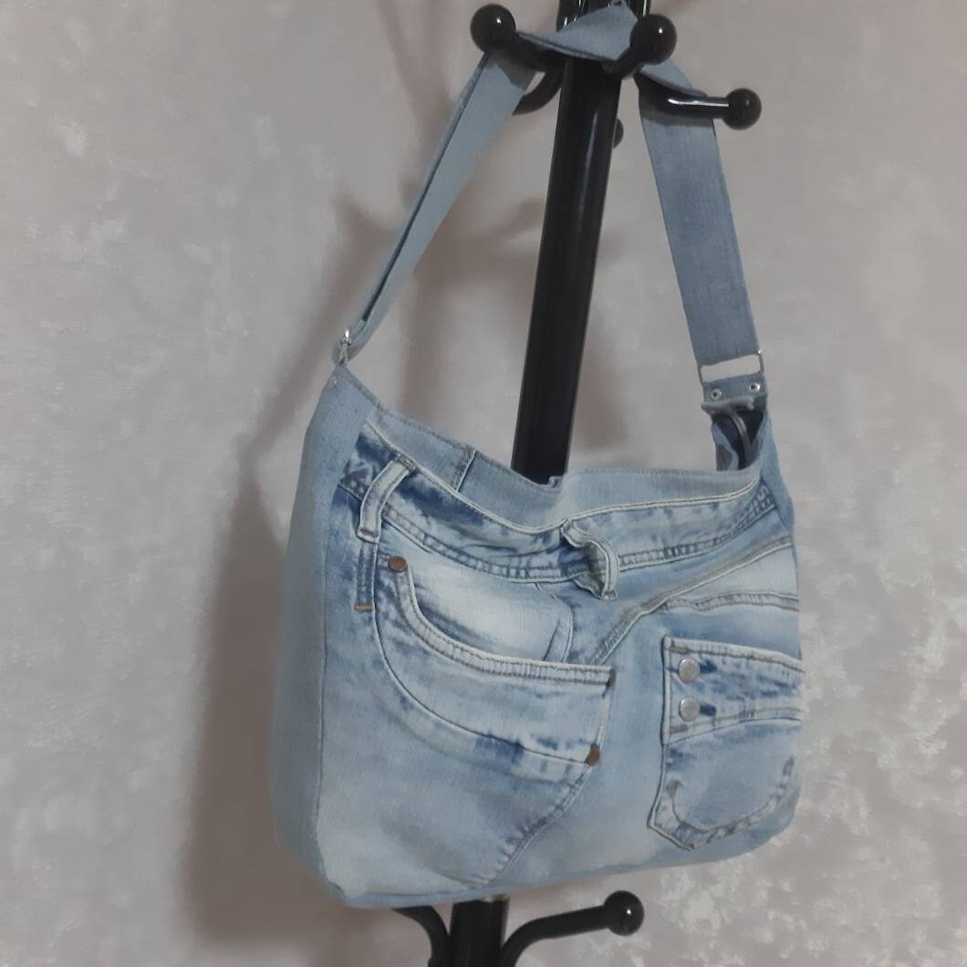 YANPLS Denim Hobo Shoulder Bag – Light Blue, Crossbody Purse, Multiple Pockets, RFID Safe, Casual
