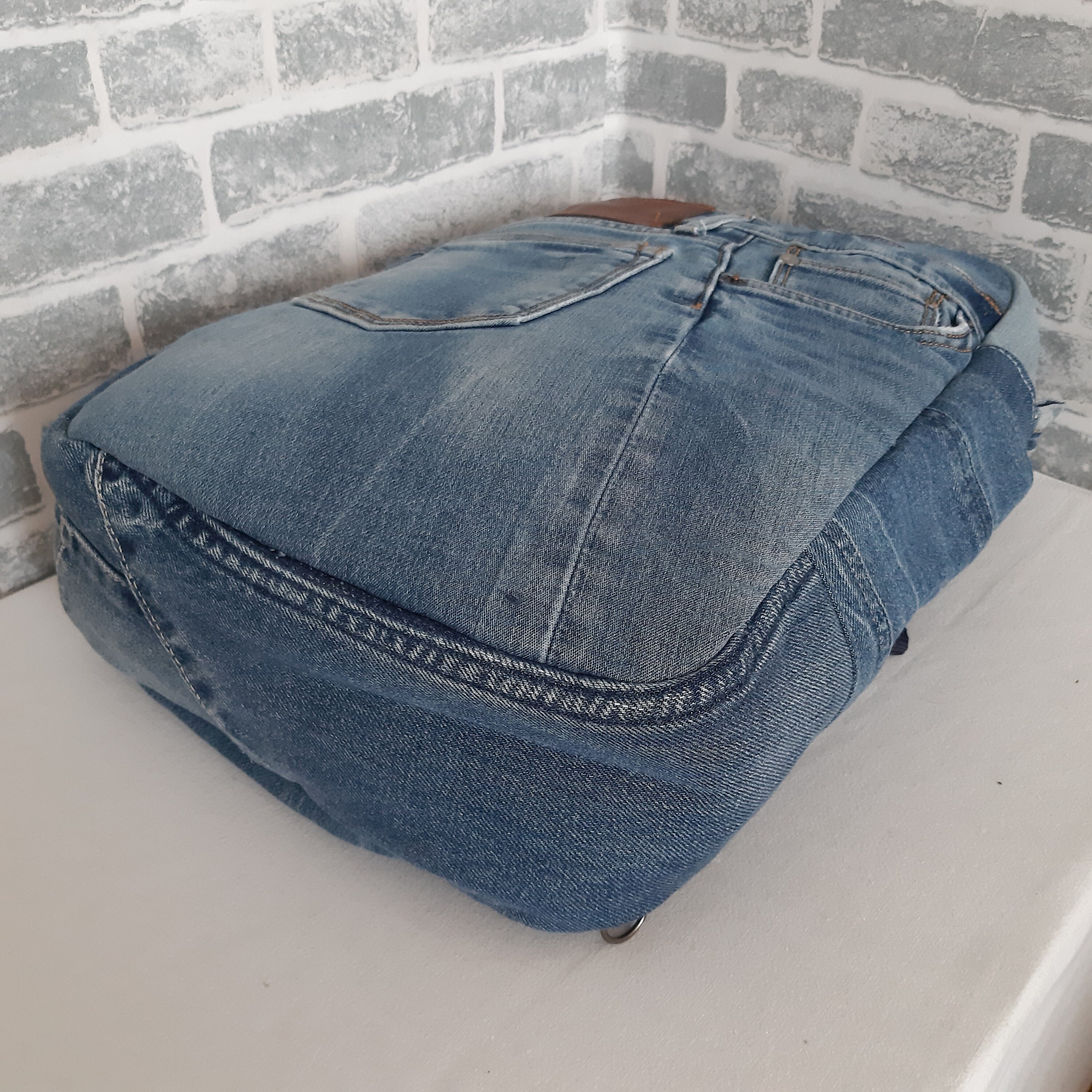 Denim Sling Backpackbag of Recycled Jeans Casual Denim Etsy