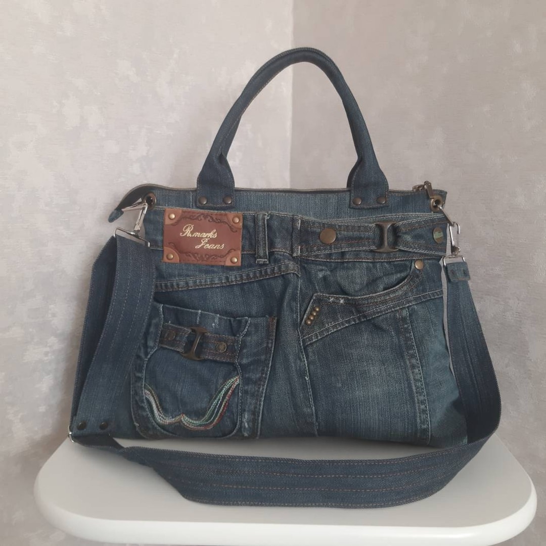 Hobo Denim Bag Medium Size Jean Shoulder Bag Casual Handbag - Etsy