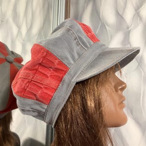 Gorra de vendedor de periódicos de patchwork hecha a mano de 24", sombrero vaquero bohemio extragrande de 61 cm con estilo urbano, sombrero de algodón con rastas Falls.