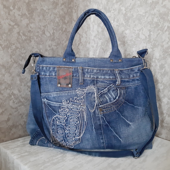 Hobo denim bag Jean shoulder bag Casual handbag of jeans | Etsy