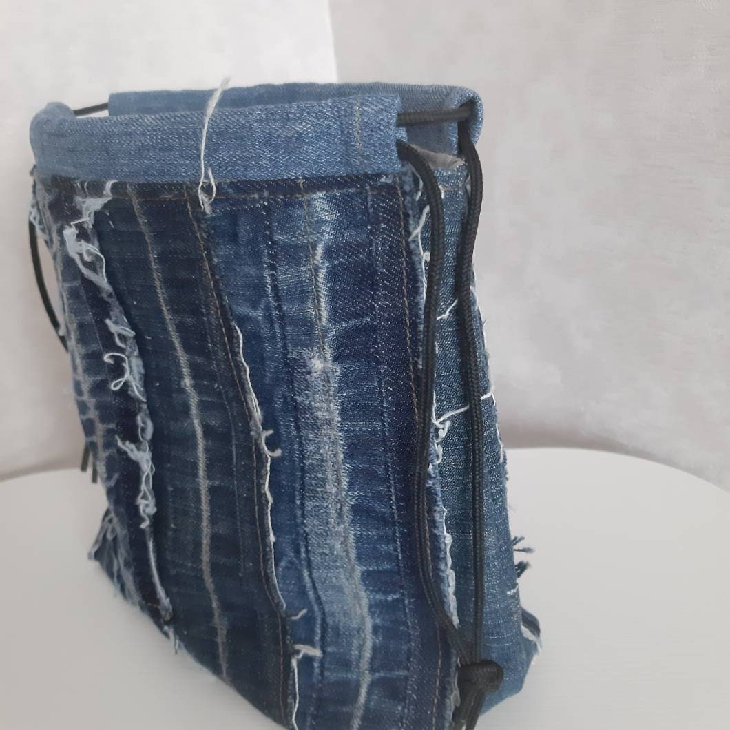 Vintage Boro Denim Drawstring Small Purse of Distressed Jeans - Etsy