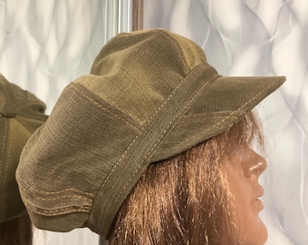 Gorra Newsboy de mezclilla, gorro de mezclilla patchwork, boina bohemia unisex de mezclilla, gorra streetwear hecha a mano de 60 cm/23,6”, gorro de mezclilla reciclada, regalo de moda casual