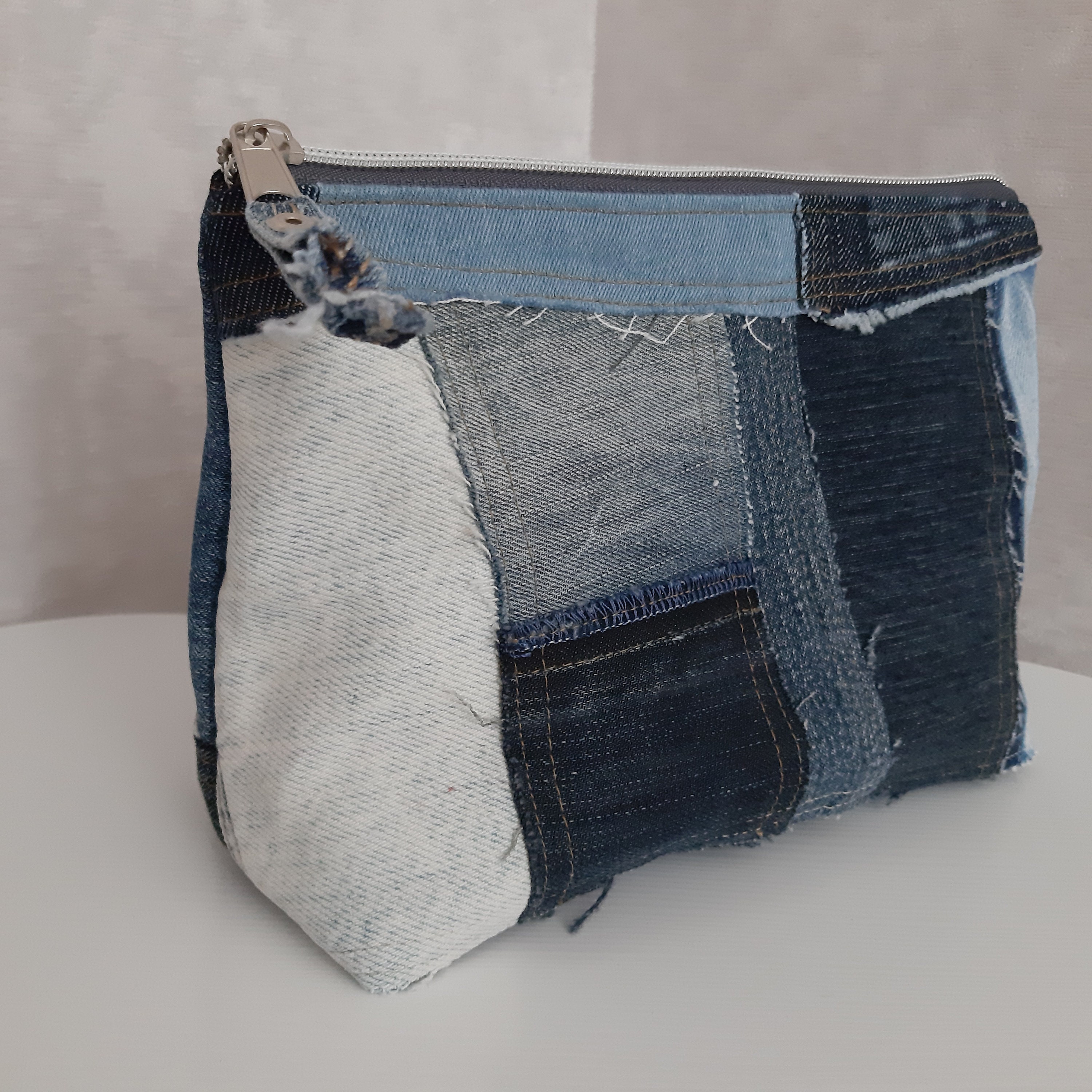 Boro denim cosmetic bag Travel organizer of jeans Casual | Etsy