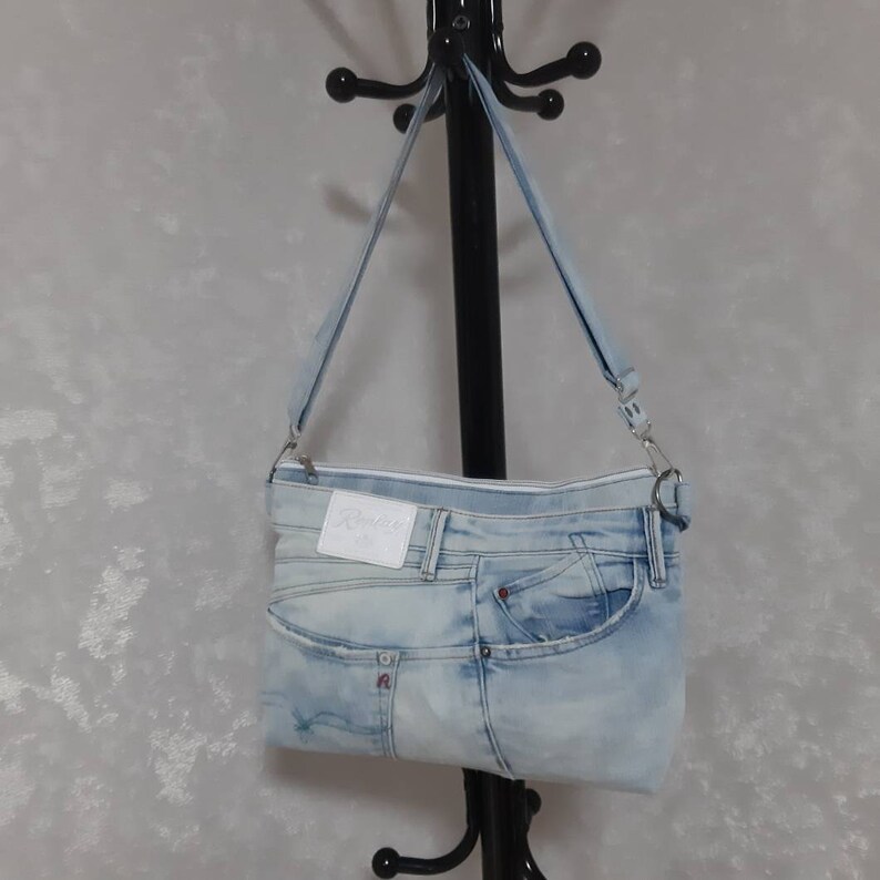 Large Denim Cosmetic Bag for Travel With Optional Adjustable Etsy
