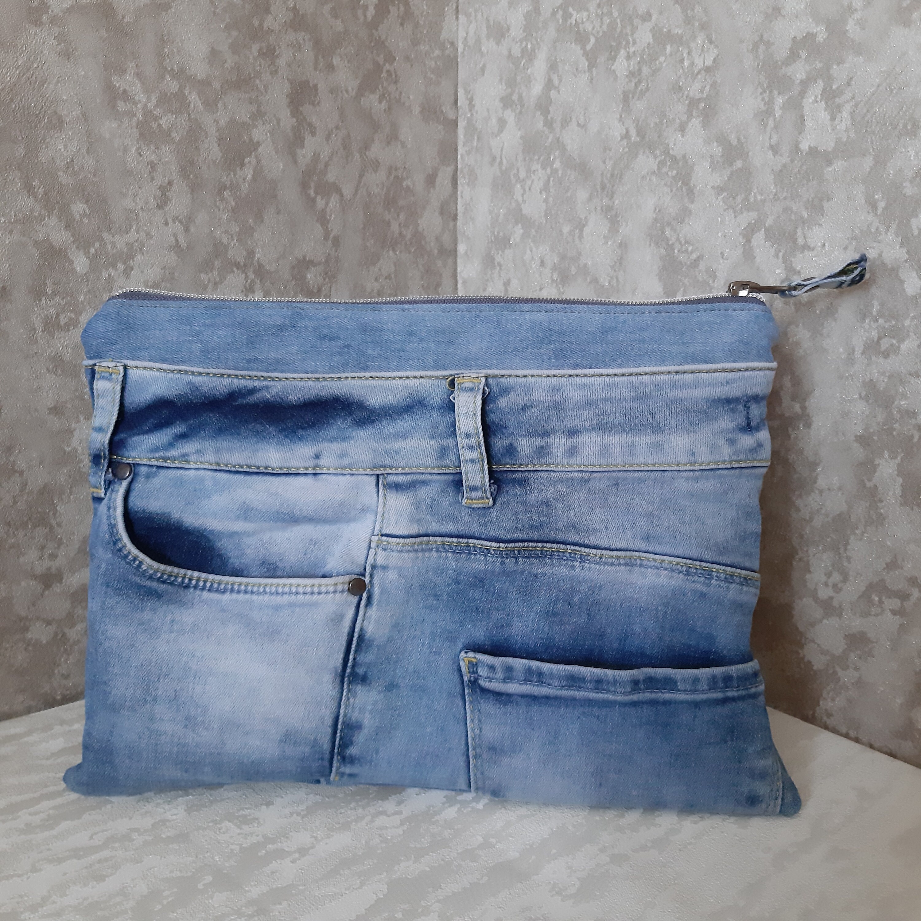 Blue Denim Clutch Bag Casual Clutch Bag of Recycled Jeans | Etsy