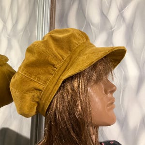 Gorra de repartidor de periódicos hecha a mano en pana patchwork, 23,6", estilo rasta de pana, estilo urbano, ocho paneles, 60 cm