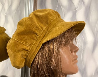 Ręcznie robiona czapka gazeciarza z imitacji sztruksu, patchworkowa, 23,6", sztruksowa czapka Rasta w stylu ulicznym, czapka Falls z ośmioma panelami, 60 cm