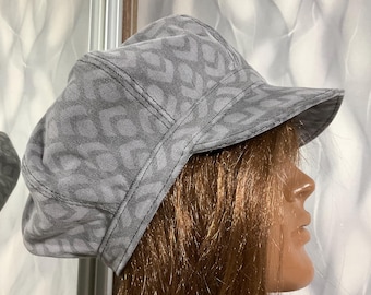 Handmade denim newsboy hat 22,8", Boho gray cotton hat in street fashion style, Falls eight panels hat 58cm