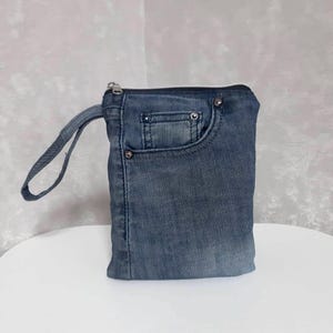 Handgemachte Jeans-Handgelenktasche, Lässige kleine Tasche aus Jeans, Jeans-Handytasche, Denim-Brieftasche