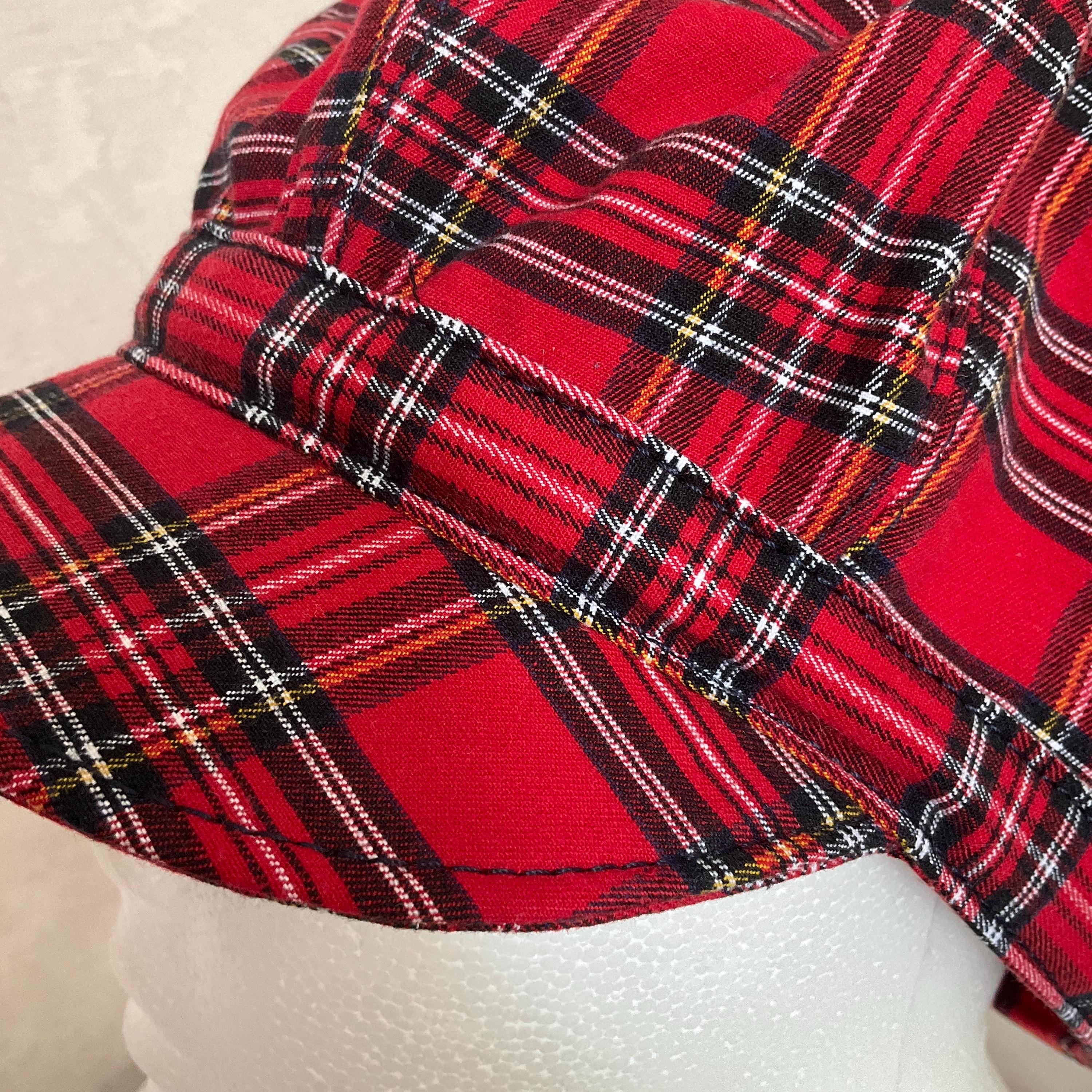 Upcycled Plaid Denim Newsboy Paperboy Cabbie Hat Newsboy Cap Recycled Denim - Baker Boy Hat - Boho Artisan  main image 2