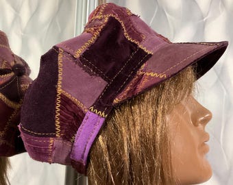 Oversized Denim Patchwork Newsboy Hat, Boho Dreadlocks Jean Cap, Handmade Streetwear Baker Boy Hat, Fall Patchwork Cap, Unisex Denim Hat