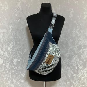 Handmade denim sling bag, Unisex jean fanny pack, Casual travel jean chest bag, Denim crossbody purse, Bag of shabby jeans