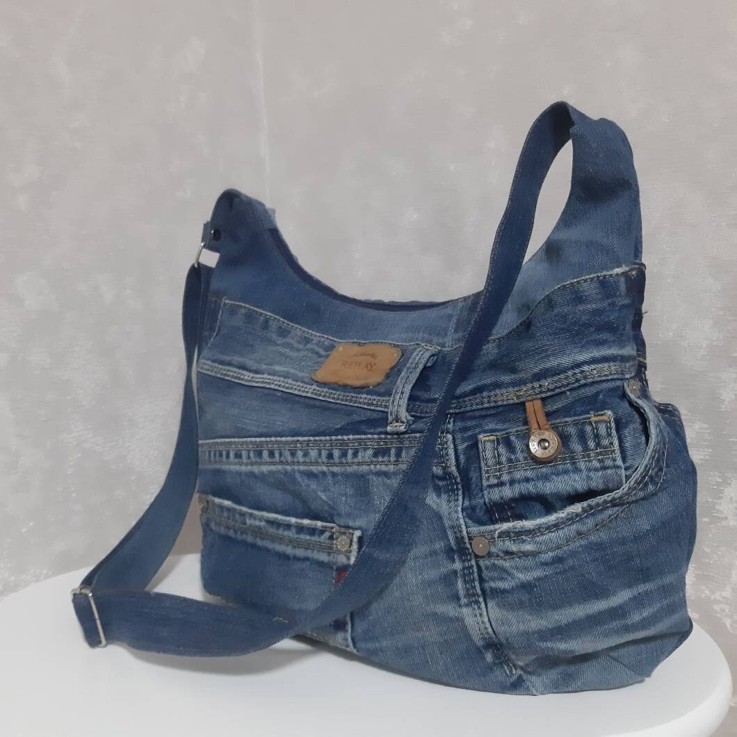 Crossbody denim bag medium size Jean shoulder bag Casual | Etsy