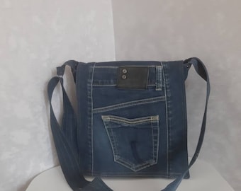 Casual Patchwork Denim Bag Shoulder Bag of Shabby Jeans Jean - Etsy