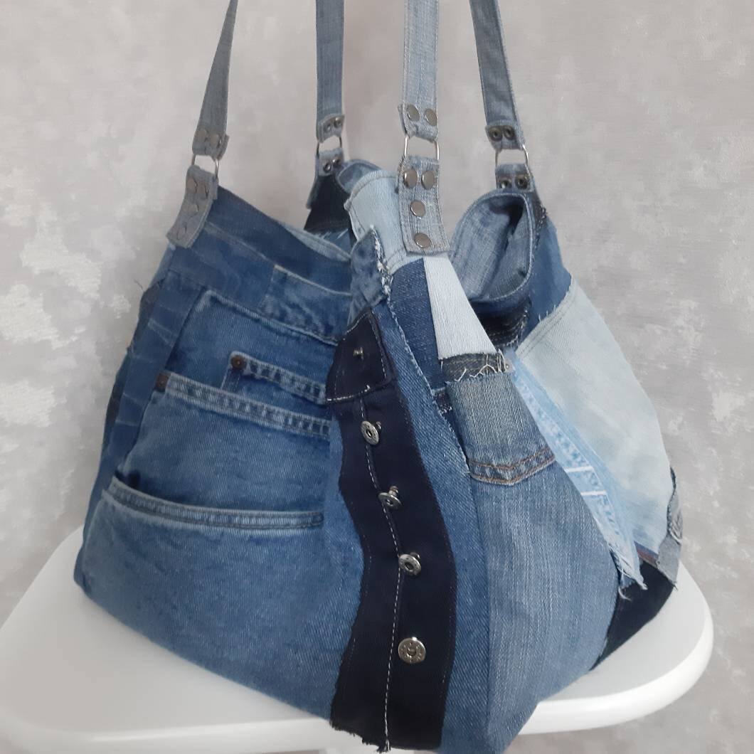 Extra Large Hobo Denim Bag Patchwork Tote Bag of Jeans Boro | Etsy