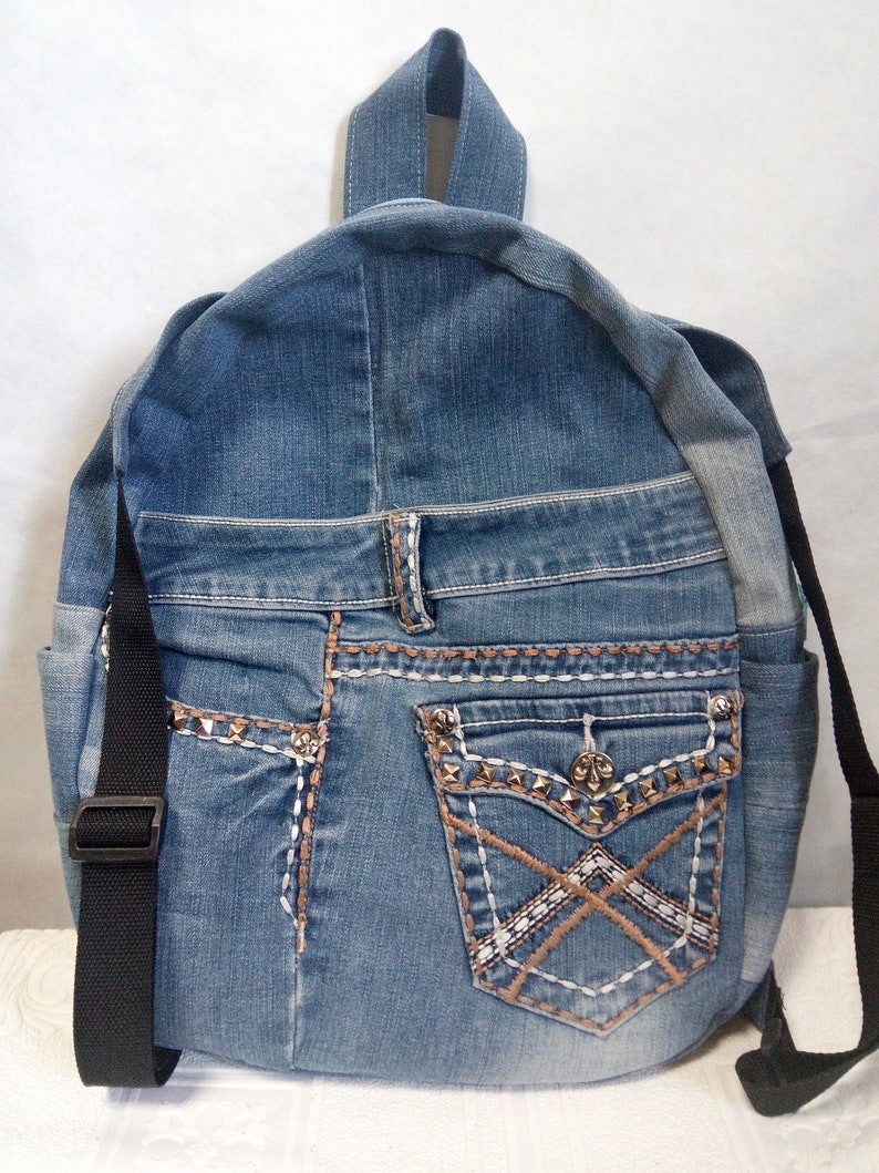 Hipster denim backpack for college
