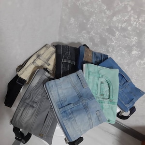 Handmade denim fanny pack, Casual hip pouch, Denim waist bag, Jean belt wallet, More colors