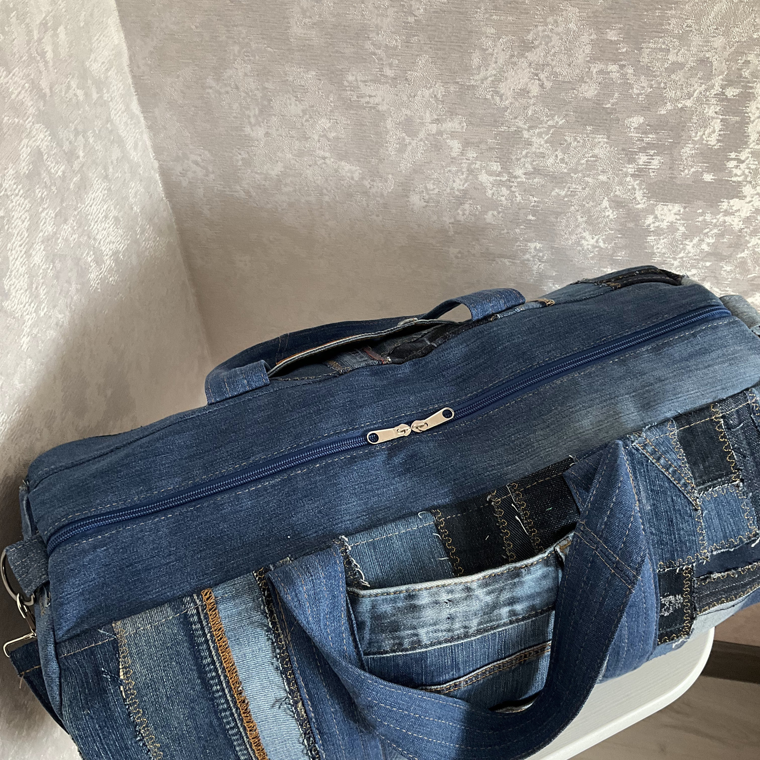 【SCULPTOR】Destroyed Denim Duffel Bag Vintage Blue Destroyed Denim Duffel Bag Vintage Blue – Sculptor