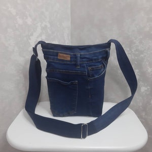 Sac à main en denim unisexe fait main, petit sac décontracté de jeans minables, sac en jean à bandoulière avec longue bandoulière réglable
