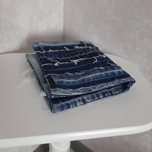 Crazy Patchwork Denim Pillowcase 40x40cm, Blue Boro Pillow Cover, Recycled Jeans Cushion Cover, Boho Farmhouse Throw Pillow, Vintage Denim image 20