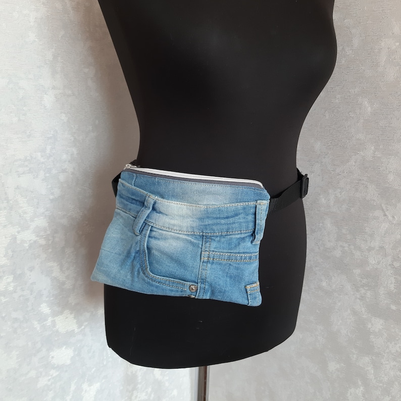 Denim fanny pack Casual hip pouch Denim waist bag Jean belt Etsy