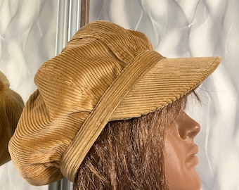 Handmade Corduroy Newsboy Cap 59cm/23.2”, Patchwork Boho Hat, Unisex Dreadlocks Cap, Street Fashion Baker Boy Cap, One of a Kind Gift