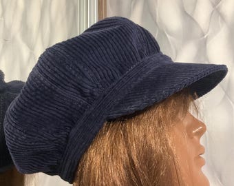 Gorra Newsboy de pana hecha a mano, gorro Boho Rasta, gorro de terciopelo para rastas, gorro estilo urbano extragrande, gorra Newsboy de algodón para otoño e invierno de 59 cm/23,2”.