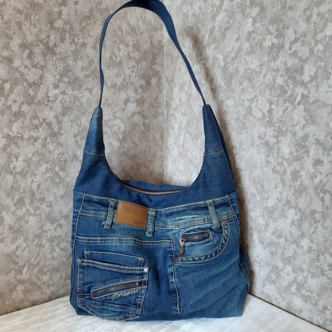 Classic Hobo Denim Bag Casual Slouchy Bag of Shabby Jeans - Etsy