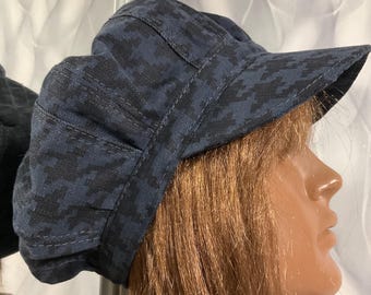 Handmade Fabric Patchwork Newsboy Cap 59cm/23.2”, Boho Dreadlocks Rasta Hat, Jean Style Baker Boy Cap, Upcycled Fall Patchwork Hat