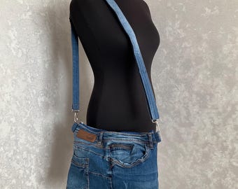 Bolso de hombro de mezclilla hecho a mano, Bolso casual de mezclilla tamaño mediano, Bolso bandolera de mezclilla azul, Más modelos
