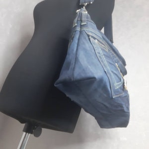 Hobo denim bag medium size, Jean shoulder bag, Casual handbag of jeans, Crossbody purse of shabby jeans image 6