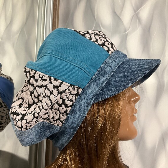 Handmade Denim Patchwork Newsboy Cap 22,8 display picture 1