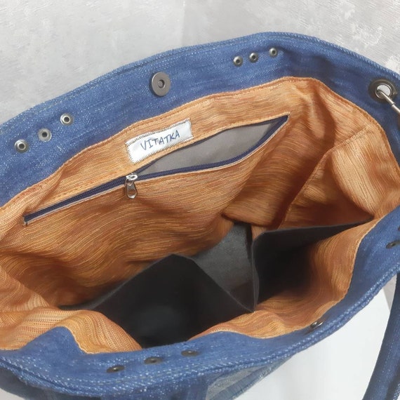 A Louis Vuitton Monogram Blue Denim Handbag. Brown leath… | Drouot.com