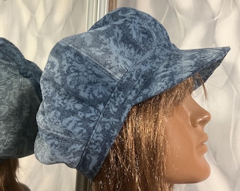 Denim Patchwork Newsboy Hat 60cm/23.6”, Oversized Boho Rasta Hat, Plus Size Dreadlocks Cap, Cotton Patchwork Hat, Streetwear Denim Hat