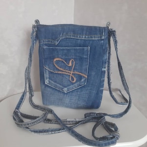 Bolso bandolera de mezclilla hecho a mano, Monedero pequeño informal de jeans desgastados, Bolso de hombro de mezclilla, Funda de teléfono de mezclilla, Riñonera de mezclilla