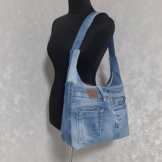 blue jean hobo bag