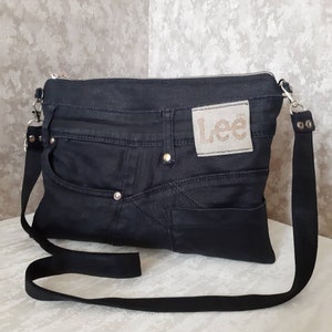 Pochette en jean faite main, Pochette en jean décontractée avec bandoulière en option, Petit sac à main en jean à bandoulière