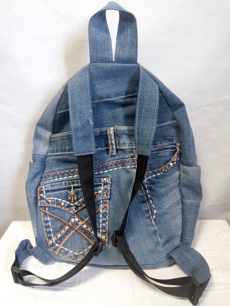 Hipster denim backpack for college