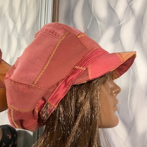 Handgemachte Denim Patchwork Zeitungsjunge Kappe 60 cm, Boho fällt Baumwollmütze im Street Fashion Stil, Lässige Patchwork Mütze 59 cm