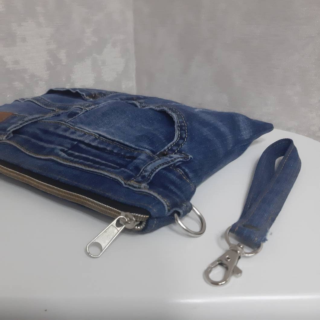 Denim Wristlet Clutch Bag Jean Blue Purse Casual Clutch - Etsy