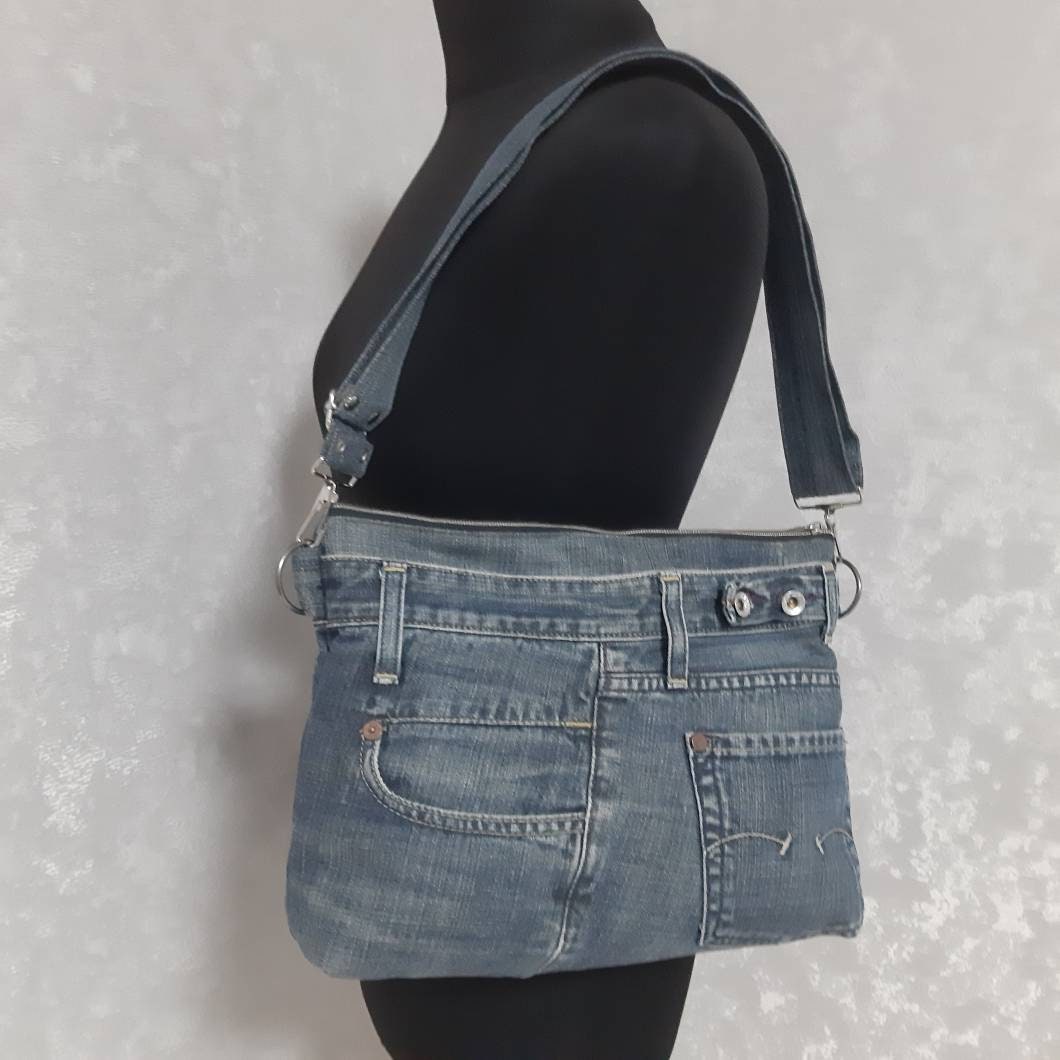 Large Denim Cosmetic Bag for Travel With Optional Adjustable - Etsy