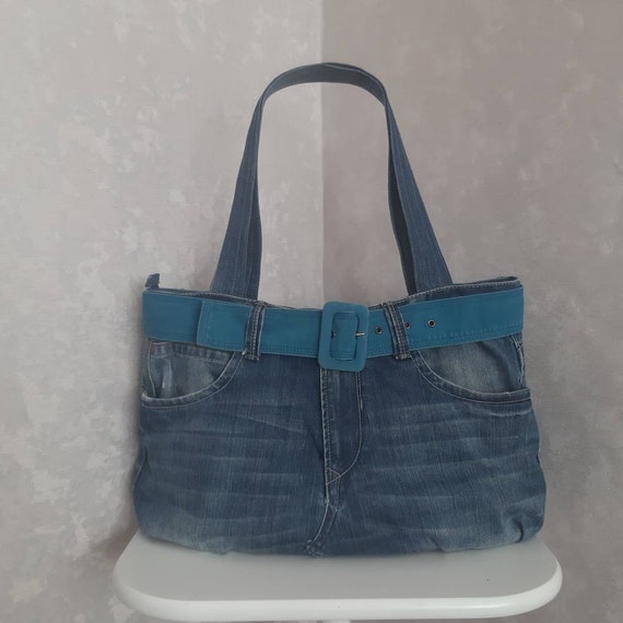 Large Travel Denim Bag Weekender Bag of Recycled Jeans Jean - Etsy
