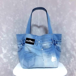 Handmade large Hobo denim bag, Casual tote bag of jeans, Big jean market bag