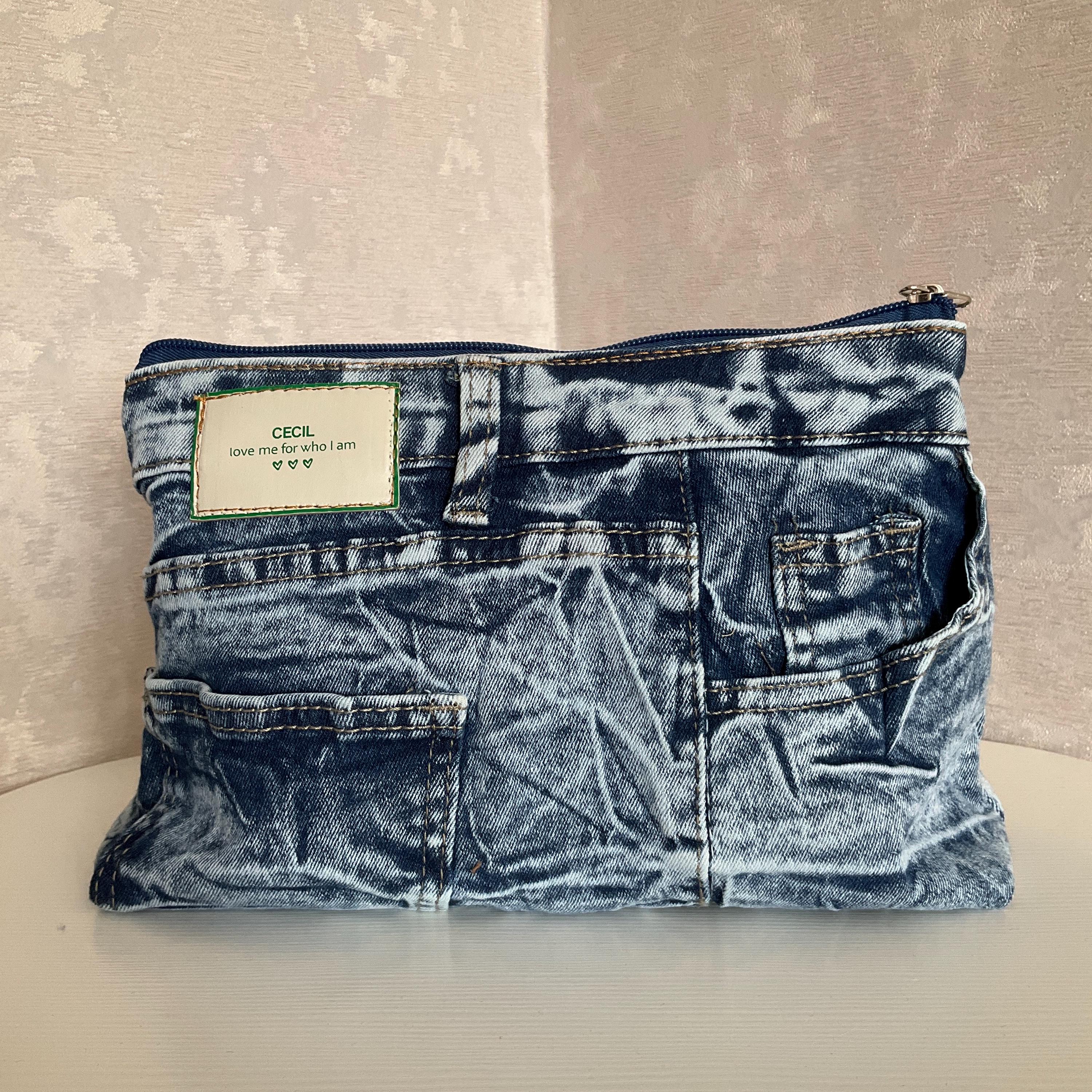BBORGDC Niedliche Make-up-Tasche – Denim Stickerei Auf Baumwolle | Handgefertigt, Kompakt & Stylisch