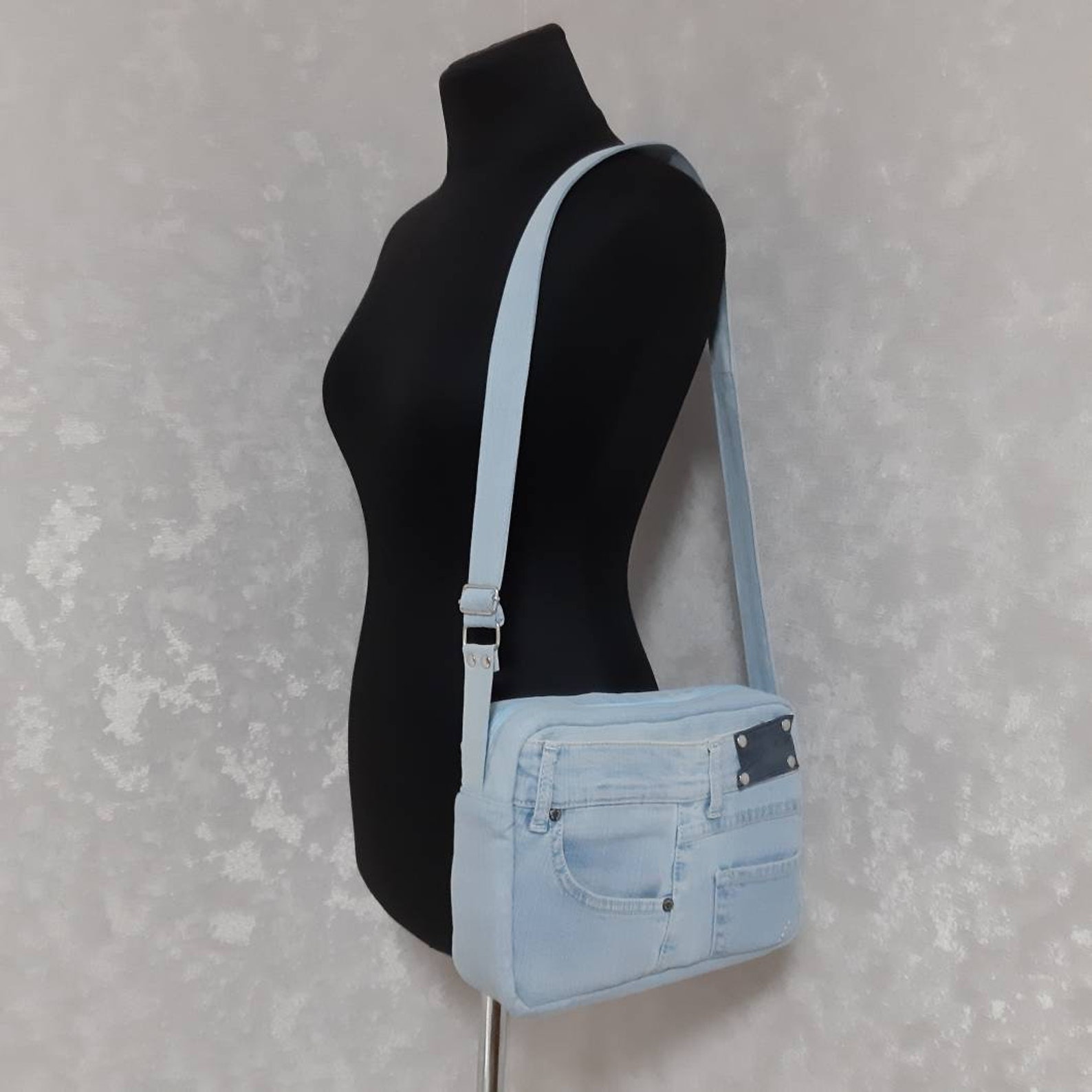 Casual Denim Bag Jean Crossbody Purse Blue Shoulder Bag of Etsy