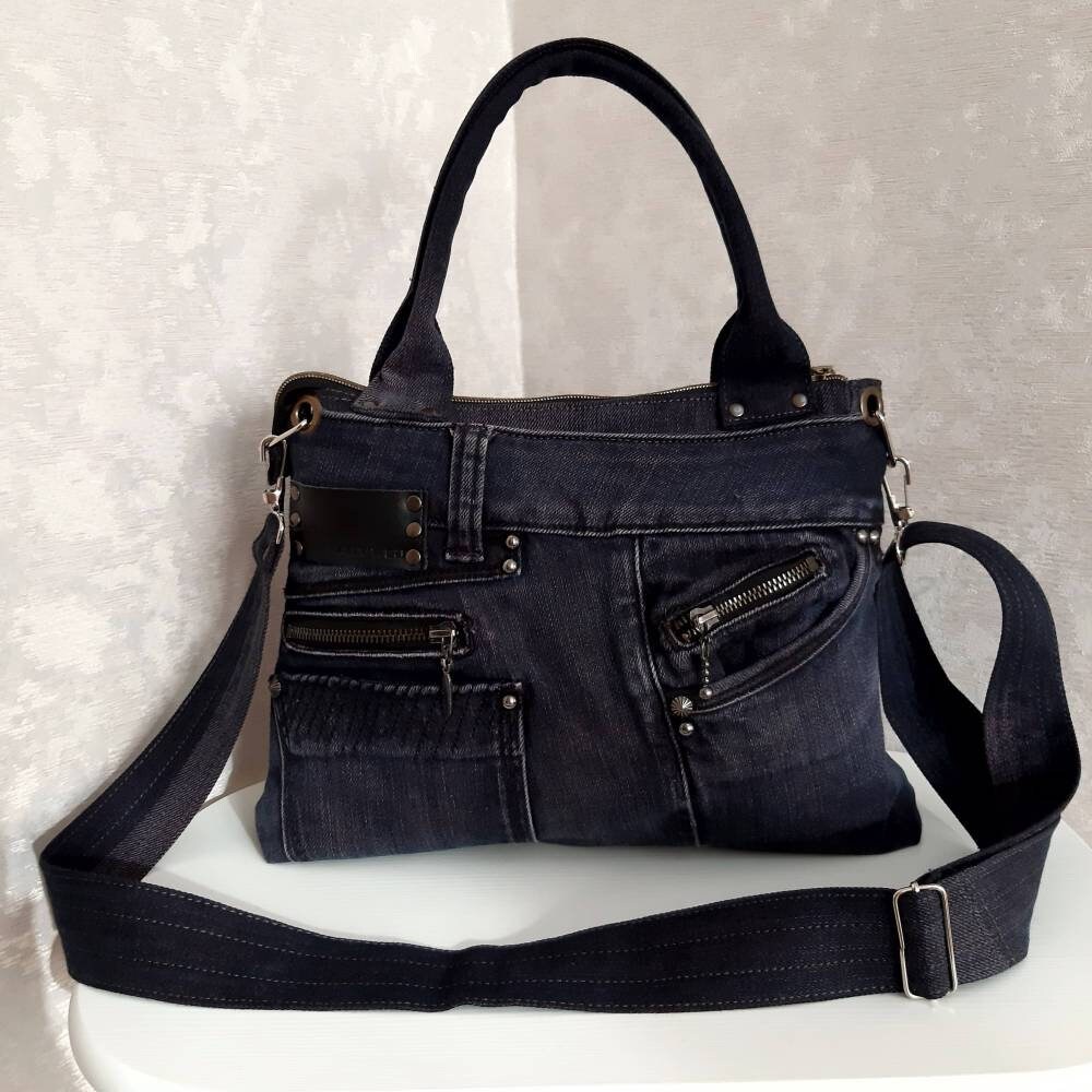 Casual Denim Bag Medium Size Jean Top Handles Bag Crossbody - Etsy