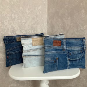 Clutch de mezclilla azul hecho a mano, Bolso casual para jeans, Monedero para tableta de mezclilla, Clutch de noche de mezclilla, Más modelos