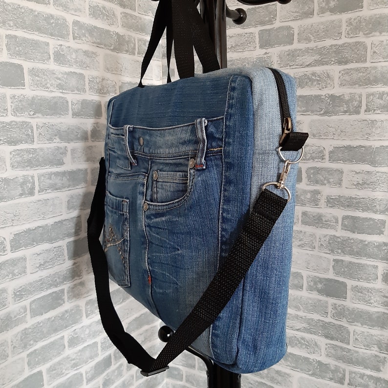 Denim laptop bag Casual jean bag for college Laptop case of Etsy