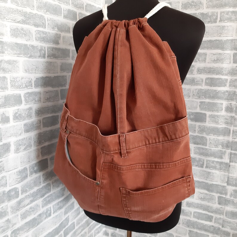 Drawstring Denim Backpack for College Jean Urban Backpack Etsy